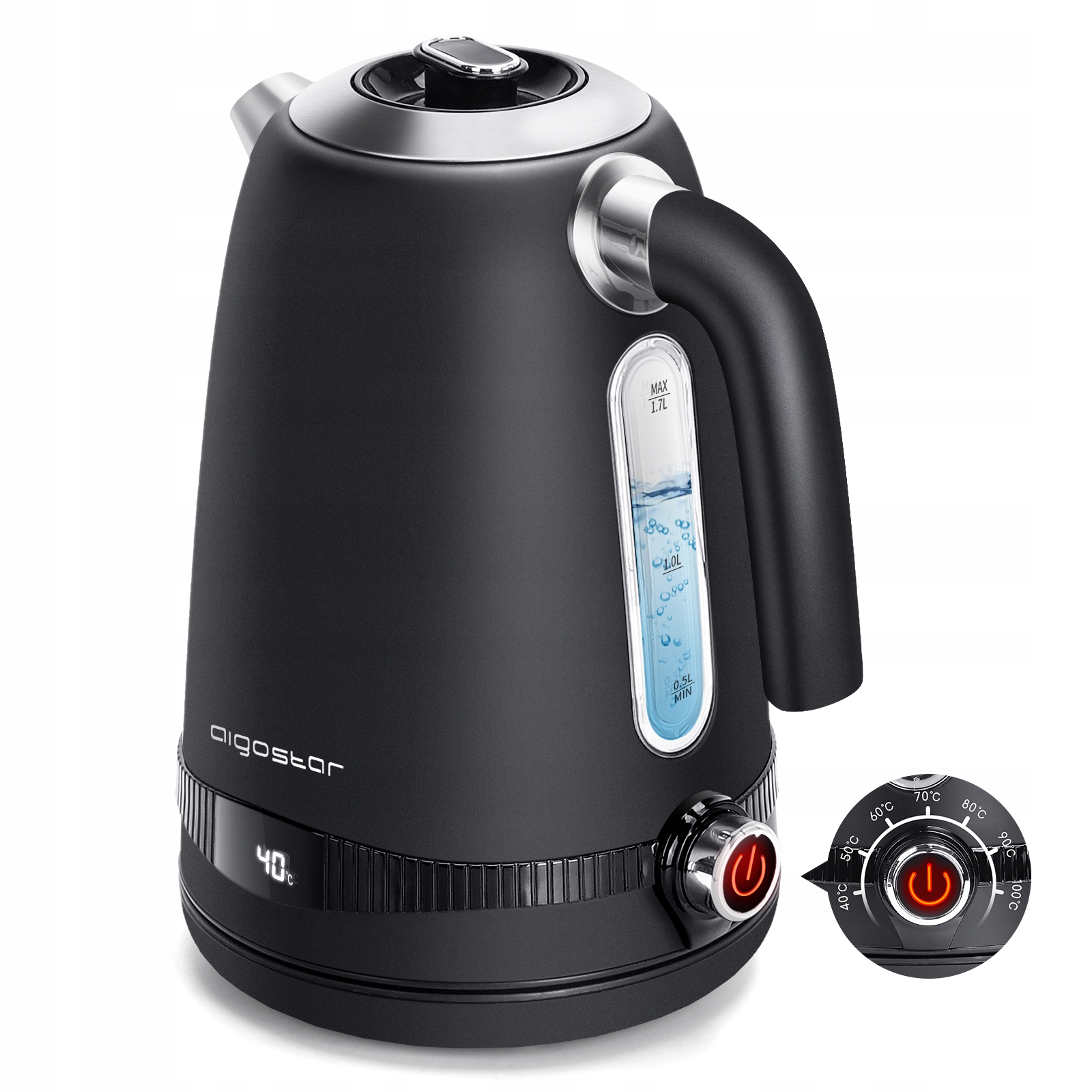 Rýchlovarná kanvica Aigostar Loki 2200 W 1,7 l čierna